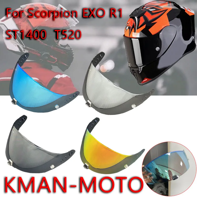 R1-スコーピオンEXO-T520 st1400のフェイスシールド,UV保護,電気メッキバイザー,オートバイのヘルメットアクセサリー