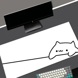 Kawaii Gato Preto Mouse Pad, Deskmat Branco, Minimalista, Jogos, Laptop Grande Mousepad, Anime Tapete Do Escritório, Gamer Teclado Mats