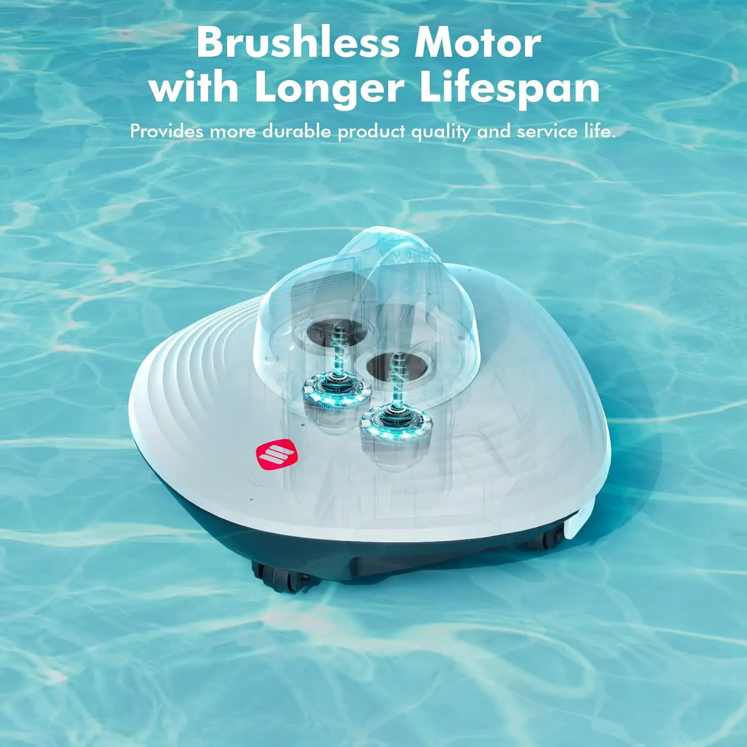 Robotic Cordless Pool Vacuum Cleaner with Brushless Motor,Powerful Pool Robot for Above Ground Pools, Up to 90 Mins Runtime, Sel