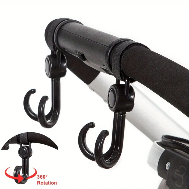 360° Rotating Multipurpose Stroller Hooks – Durable Cart & Bike Hanger, Organizer Accessory for Parents, Travel Hook