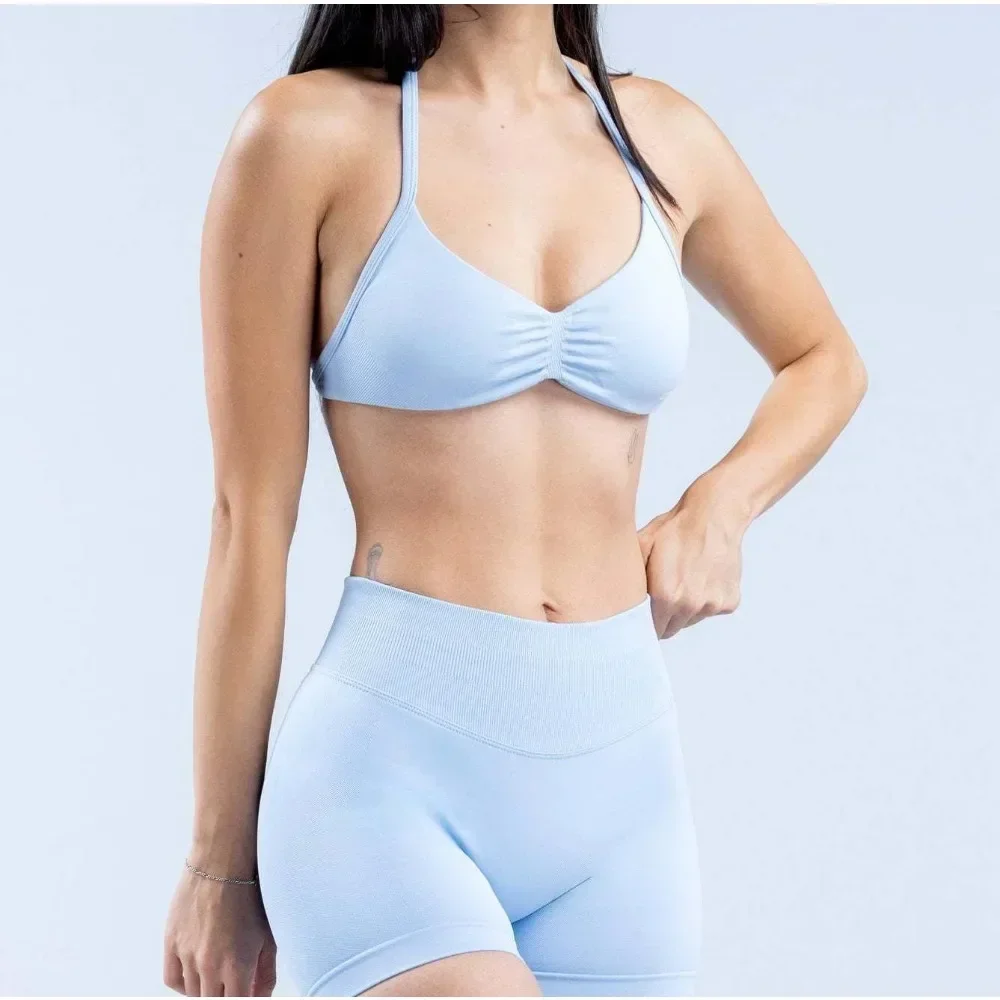 

Seamless yoga neck vest high elastic hip yoga pants fitness trousers suspenders sports bra set