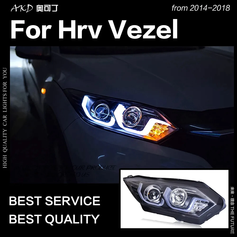 

Передние фары для Honda HRV Vezel 2015-2018, фары головного света, стильные Сменные дневные ходовые огни, обновленные автомобильные аксессуары