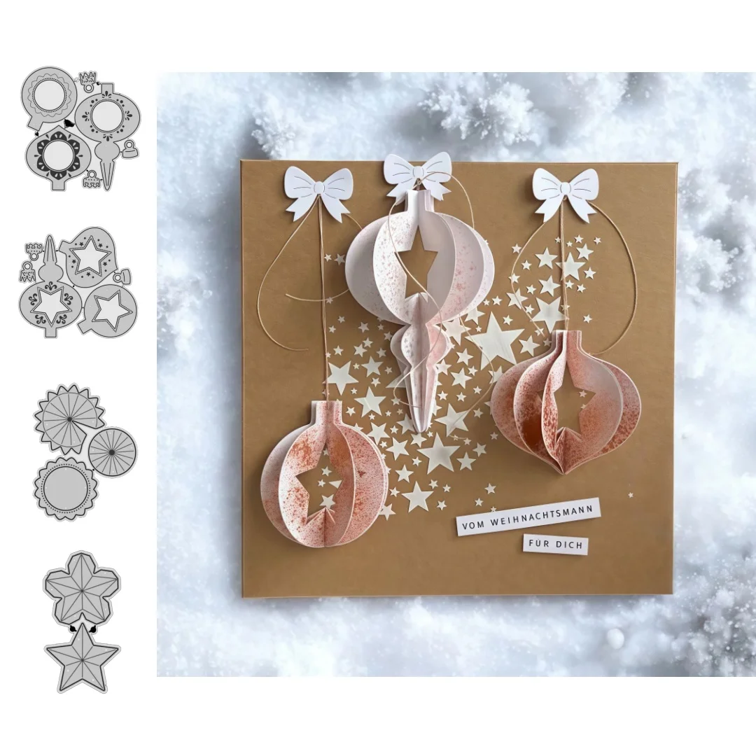 Sterne rund und Einsatz Retro-Kugelsterne Metall-Stanzformen für DIY Scrapbooking, Kartenherstellung, Schablonen, Prägung, Basteldekoration