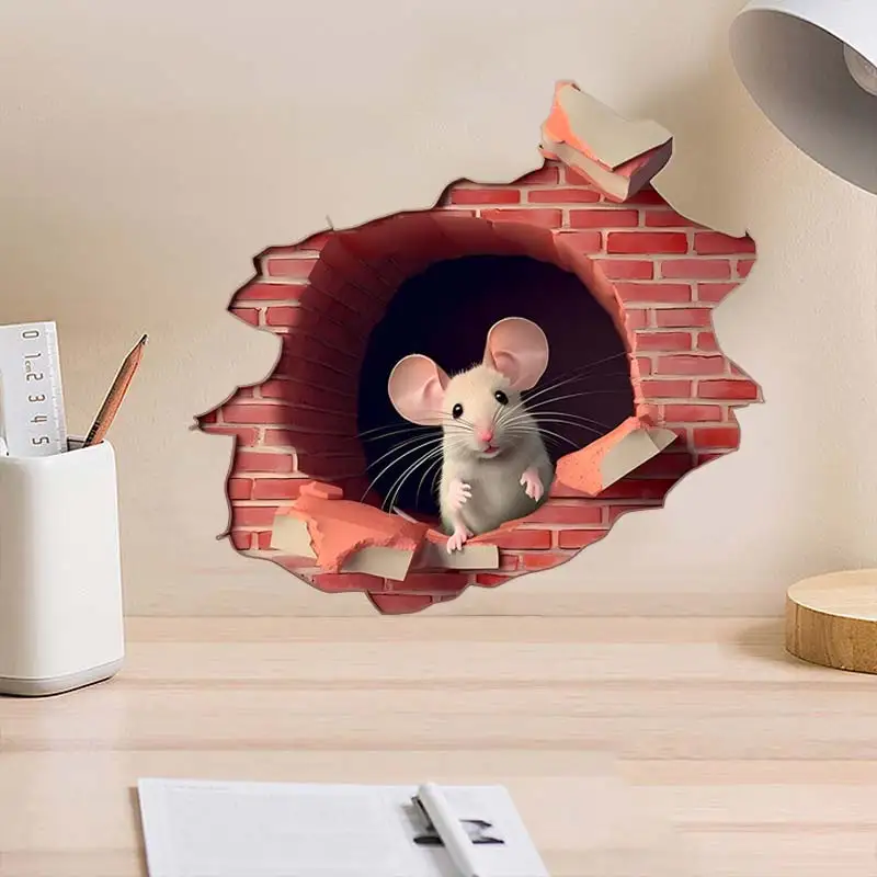 

20 PCS Cute Mouse Hole Wall Sticker Living Room Wall Edge Home Decoration Mural For Kids Bedroom Wallpaper Funny Rats Decals