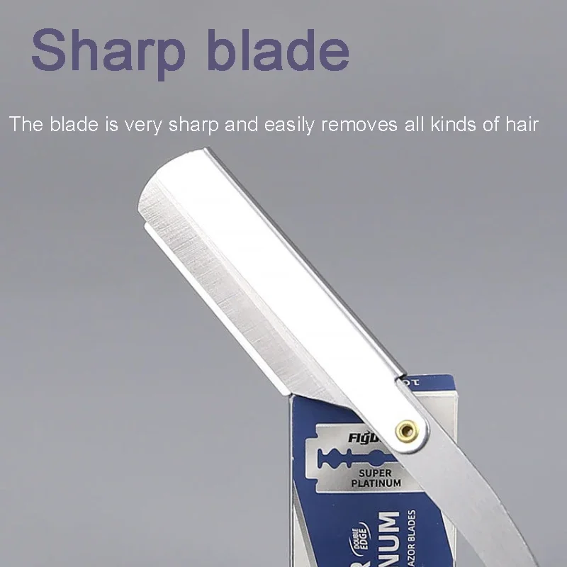 Men Foldable Stainless Steel Blades Manual Shaving Face Scraper Barber Razor Old-fashioned Razor Body Face Hair Removal Knife