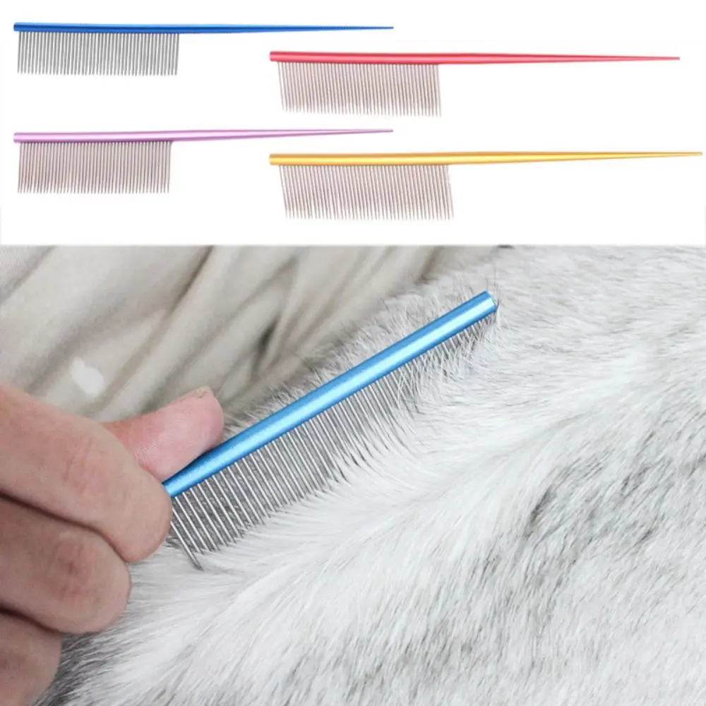 Non-rust Pet Flea Comb Practical Stainless Steel Colorful Dog Grooming Comb Dense Tooth Pet Hair Comb for Dogs Puppy Cats