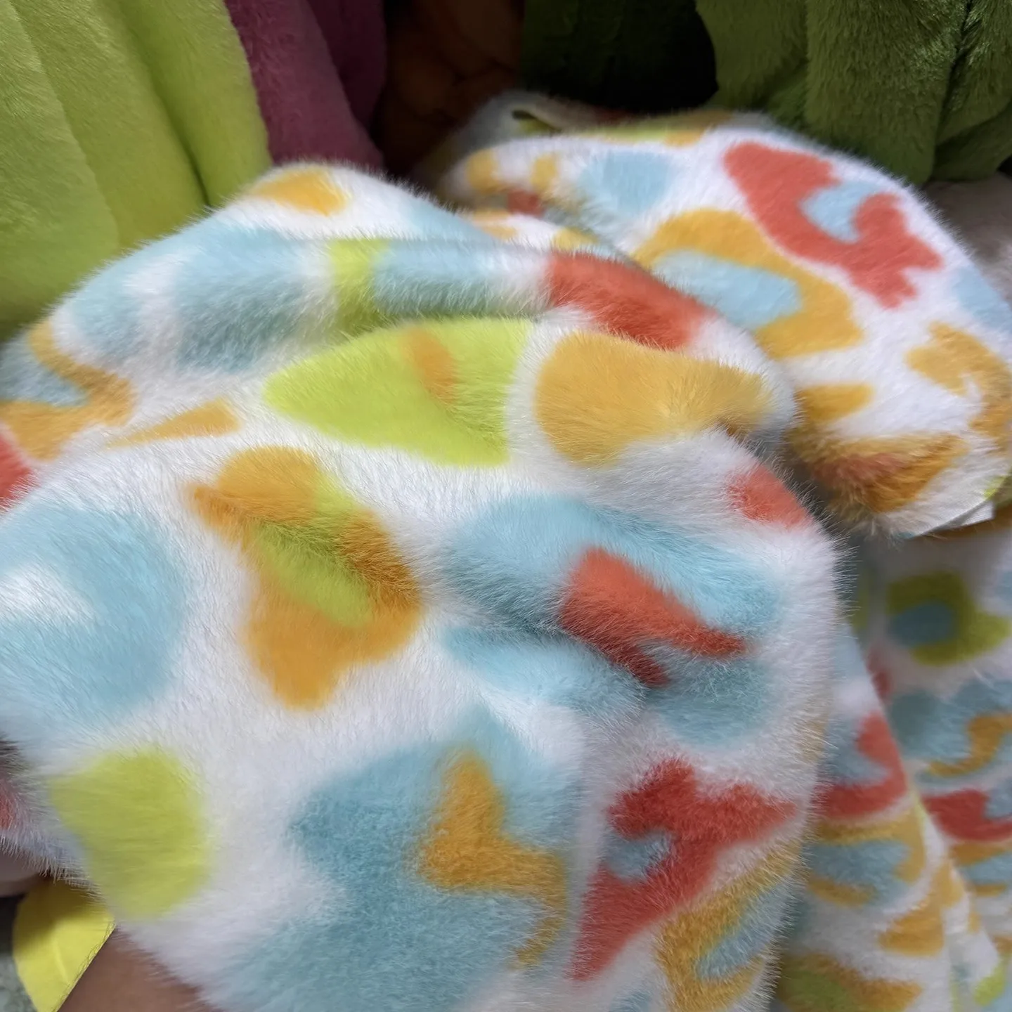 

1yard Rainbow imitation mink Fur Fabrics for clothing DIY Coat Doll Bag Hat Cloak Cape fabric