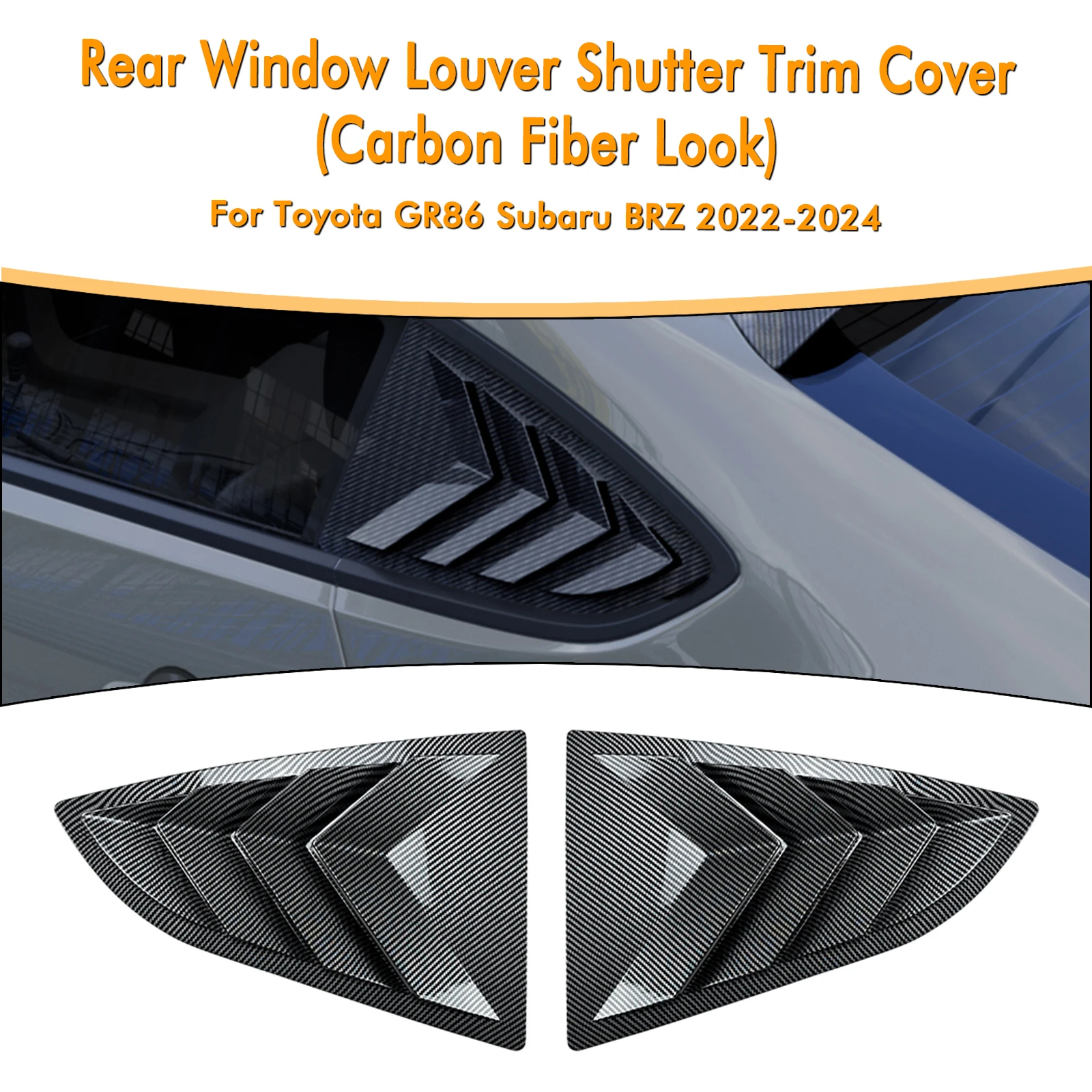 2PCS Car Rear Side Window Louver Shutter Trim Windshield Cover For Toyota GR86 2022 2023 2024