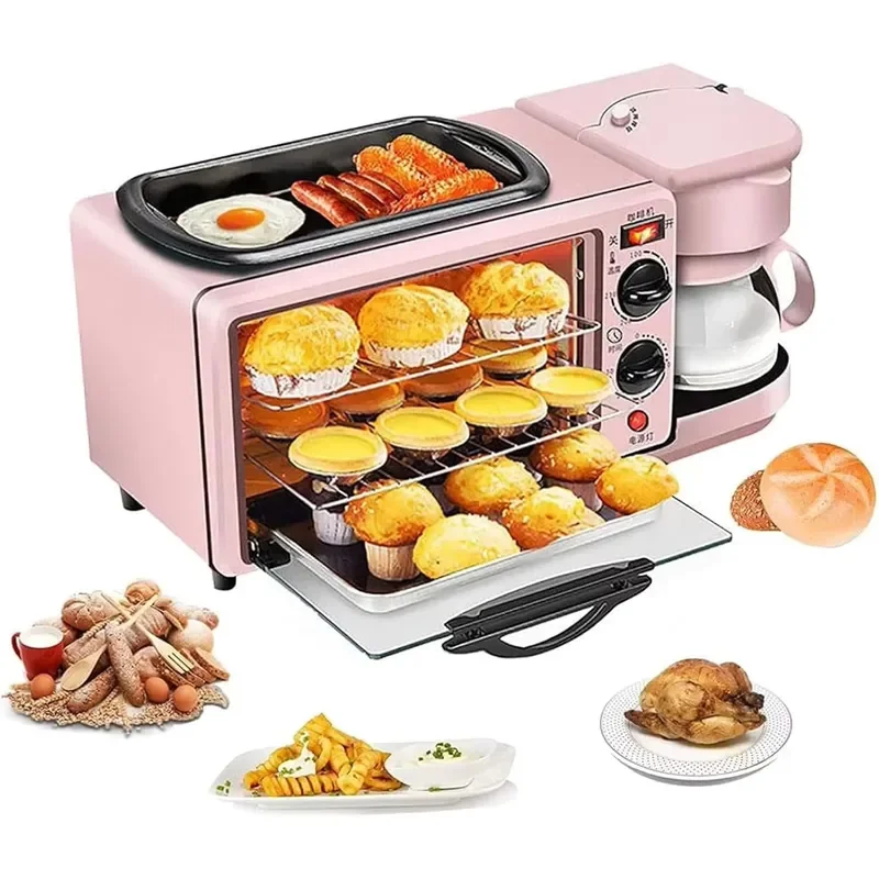 3 in 1 Breakfast Machine Coffee Maker Toaster Oven Frying Pan Multi Function Kitchen Appliance Electric Cooking Station for