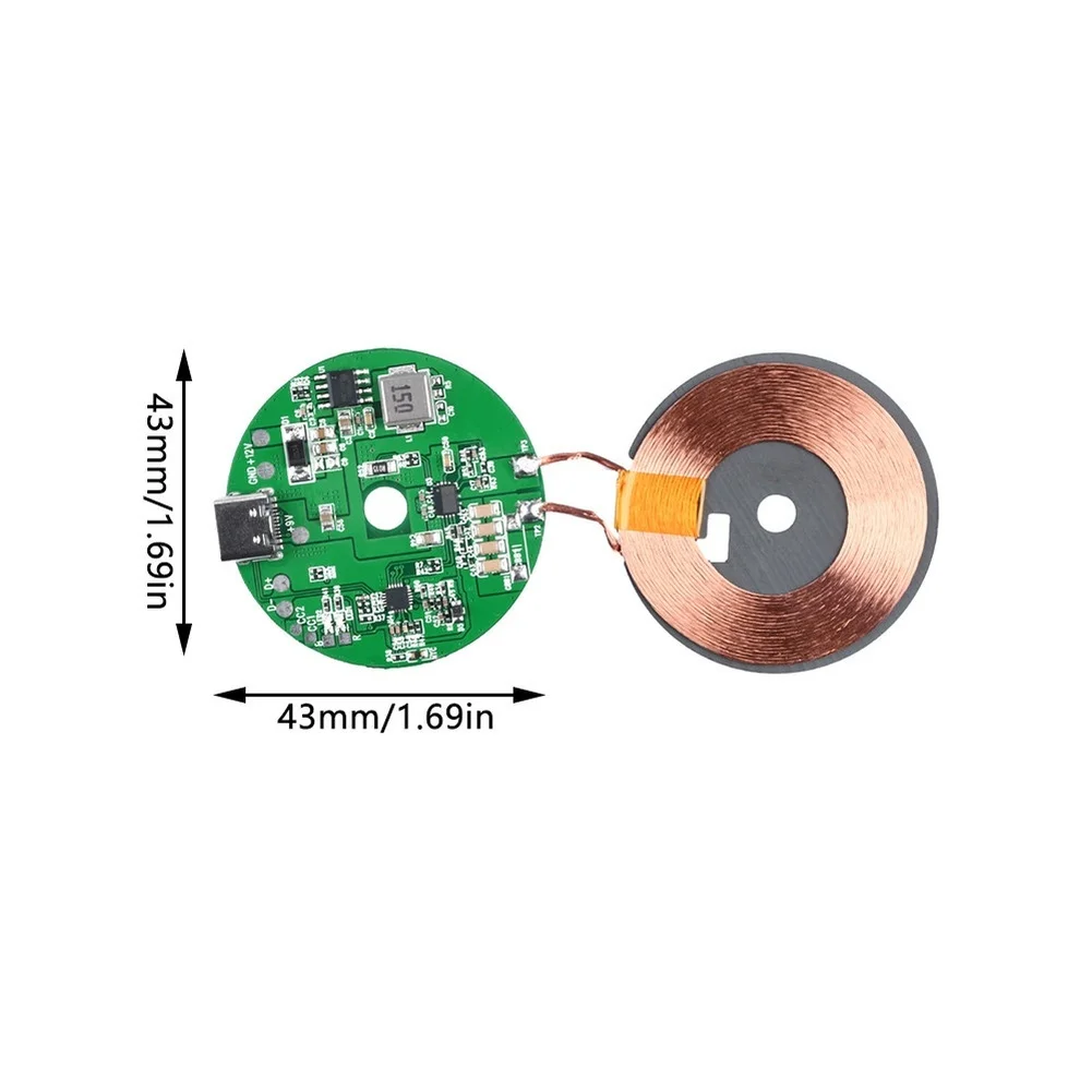 20W High Fast Wireless Charging Transmitter Module, Type‑C Powered 9‑30V Wide Input Voltage DIY Charger Circuit Board