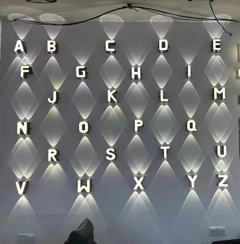 Outdoor IP65 Waterproof Wall Light Indoor Lighting Home Decor Advertising Words for Shop Restaurant 26 Letters Model Wall Lamp