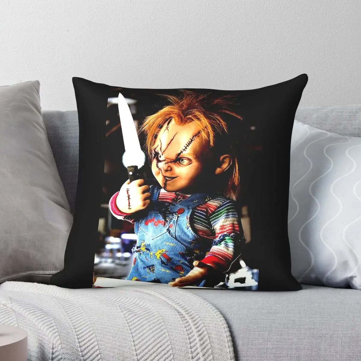 Chucky Killer Doll Horror Square Pillowcase Polyester Linen Velvet Pattern Zip Decor Sofa