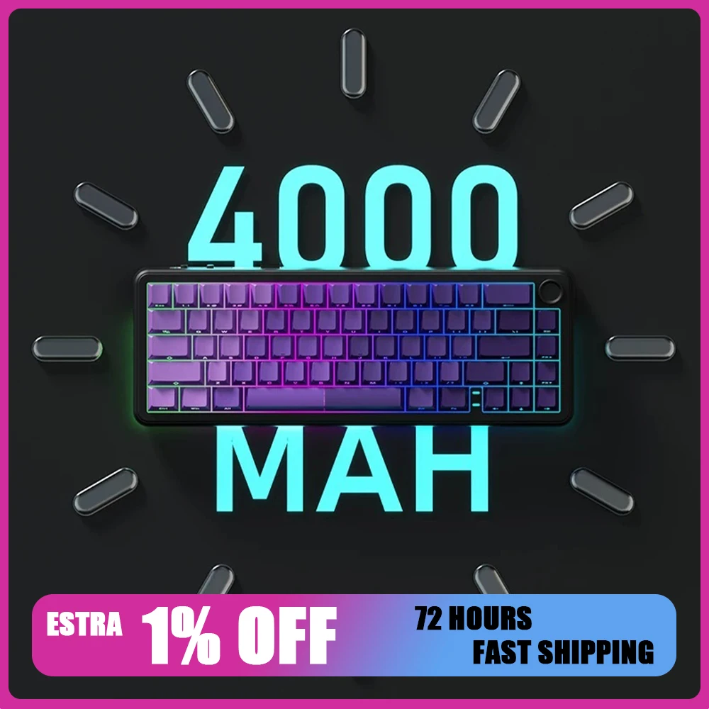 WEIKAV WK68 Wireless Keyboard GASKET Structure Multiple Silencing Gaming Keyboard Three-mode Connection Full Key Hot Plug Gifts