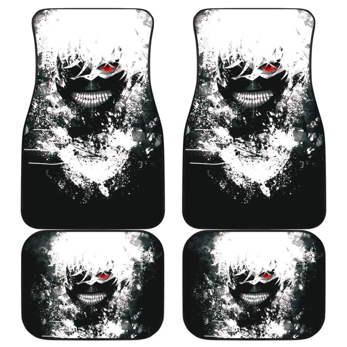 Water Color Ken Kaneki Car Floor Mats Tokyo Ghoul Fan Gift Universal Fit Full Set 4-Piece Front  Rear Car Floor Mats