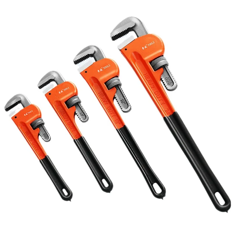 Heavy Duty Straight Pipe Wrench 8in/10in/12in/14in Plumbing Wrenches Universal Adjustable Pipe Clamp Pliers Plumber Spanner Tool