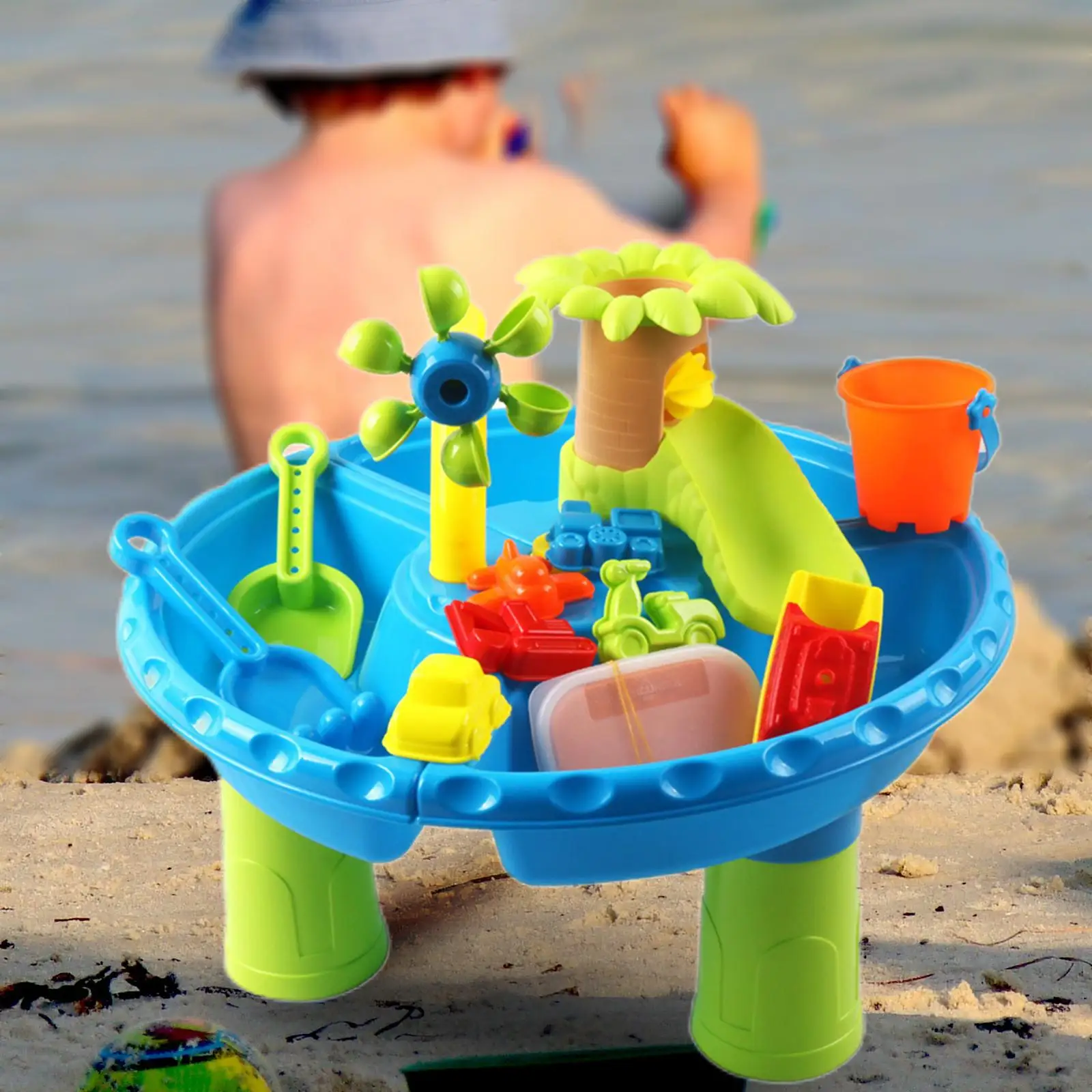 Mesa de juego de agua y arena para niños, divertido juego de juguetes para arenero de playa al aire libre