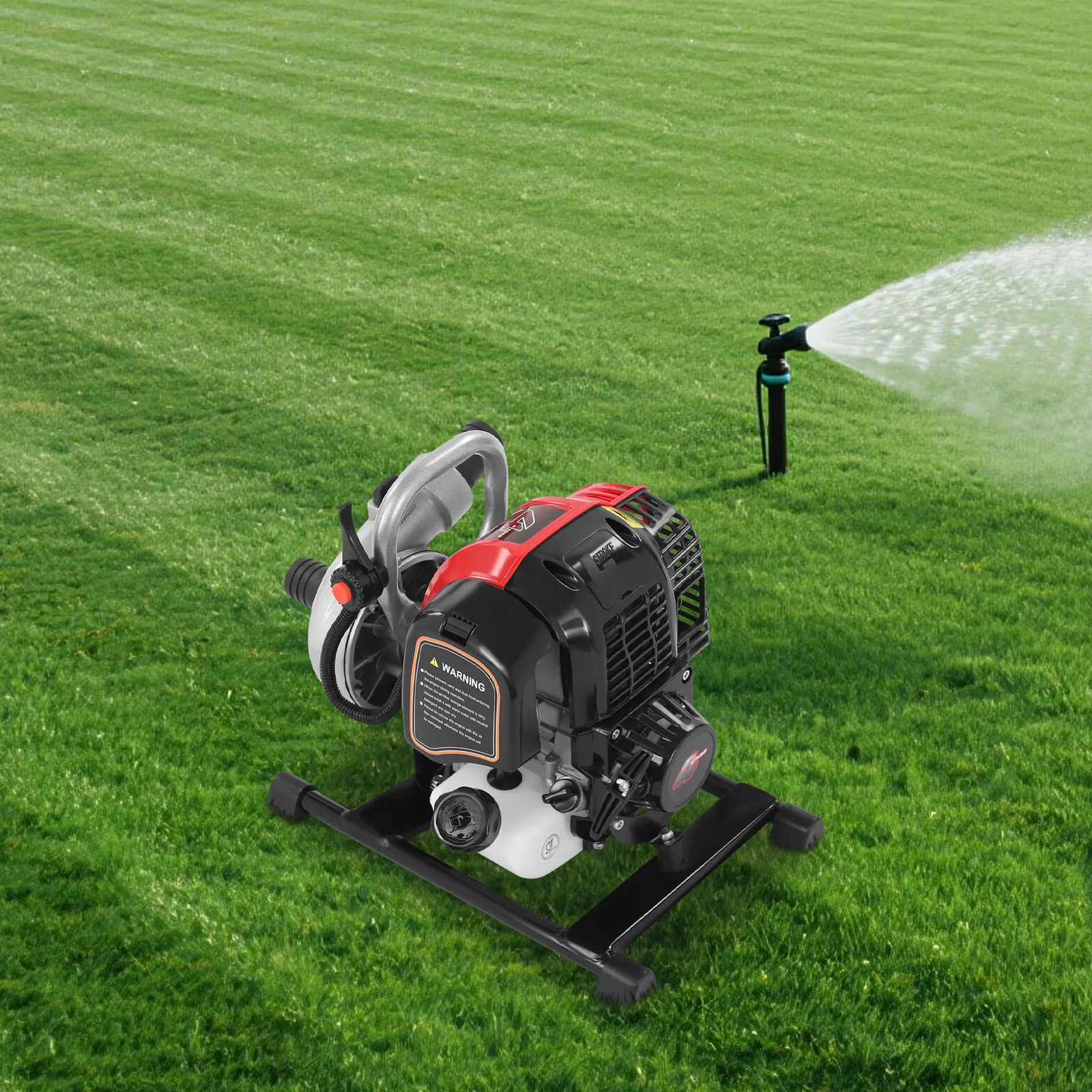 

Red And Black 4-Stroke Water Pump(23.67Oz Fuel Tank&8H Run Time) - Shock-Absorbing Foot Pads&Heat Dissipation Holes