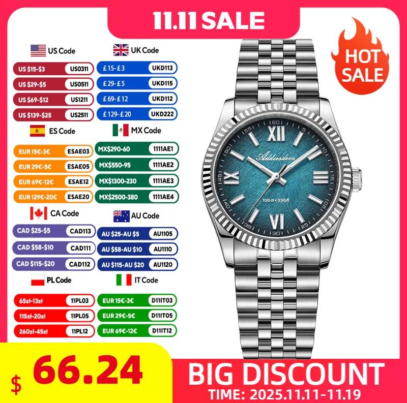 

ADDIESDIVE Men's Luxury Quartz Watch Sapphire Glass Waterproof Man Watch Super Luminous Fashion Stainless Steel Watches For Man