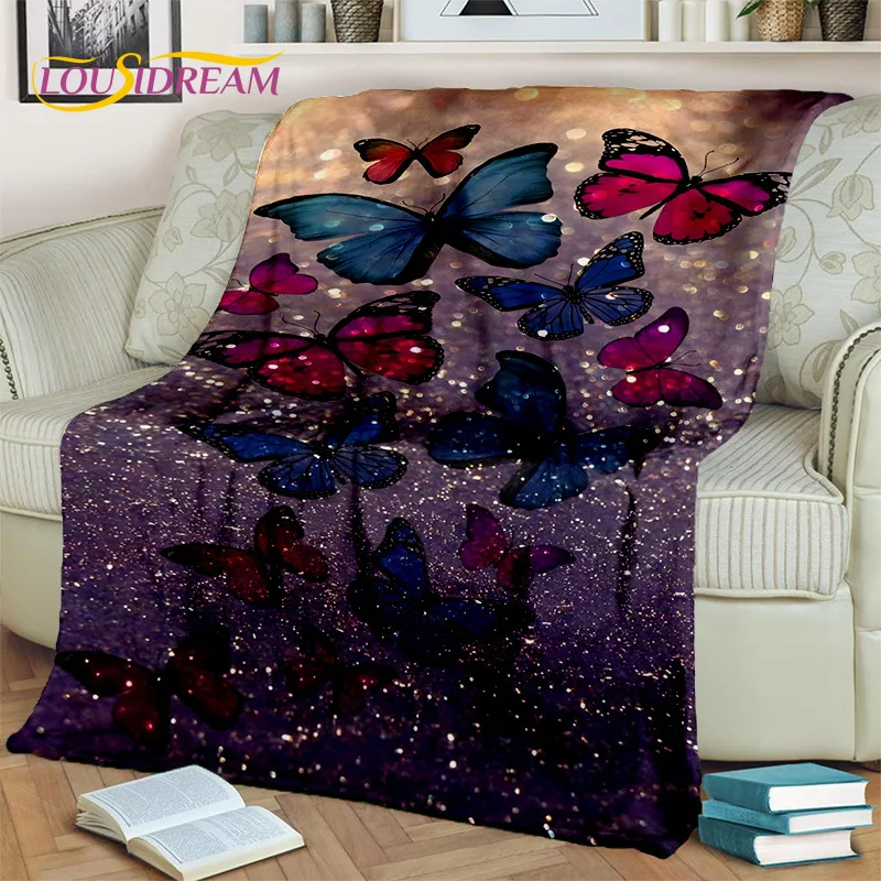 Dream luxury Butterfly Flower Cartoon Blanket,Flannel Throw Blanket for Home Bedroom Bed Sofa Picnic Office Hiking Leisure Nap