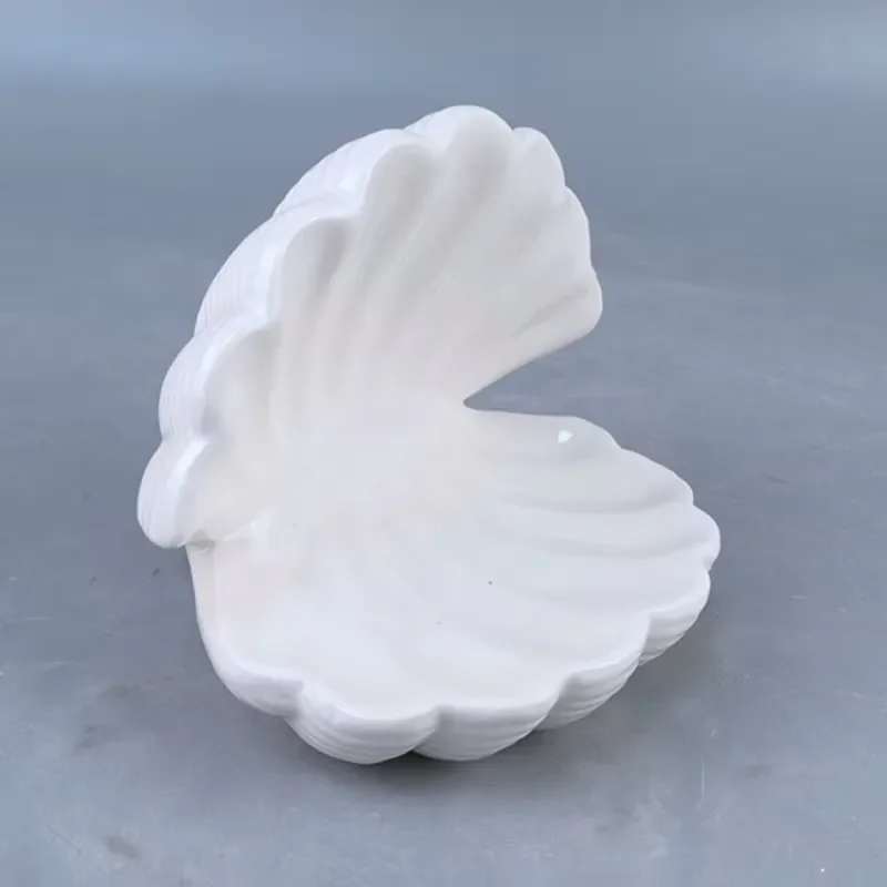 Ceramic shell-shaped jewelry storage tray for house warming - tabletop decoration for earrings and accessories