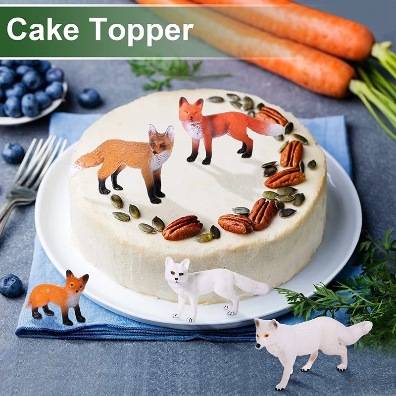 8 pezzi di volpe giocattolo animale figure set realistico volpe arctica volpe rosse figure di animali animali della giungla per cake topper bomboniere