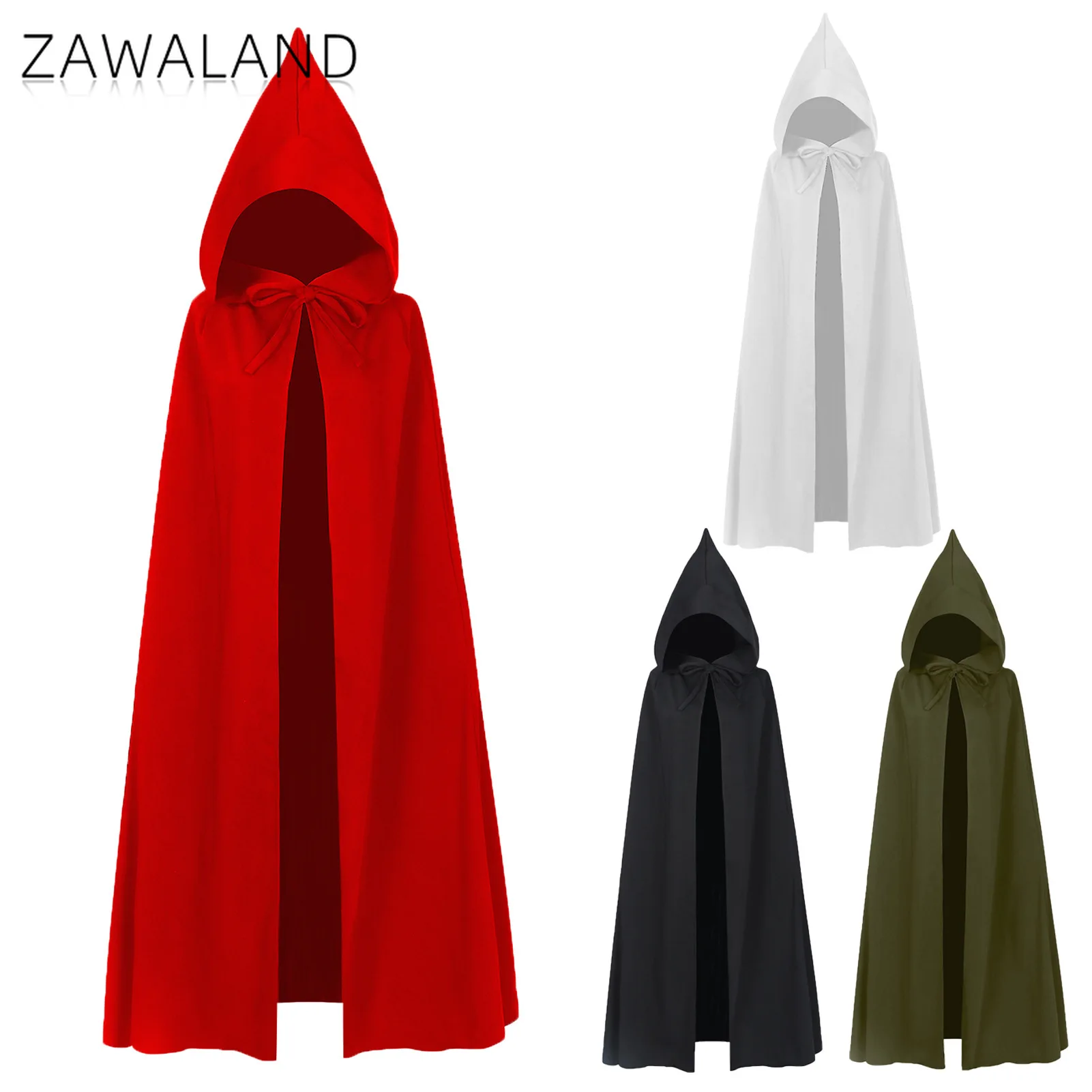 

Halloween Medieval Cosplay Hooded Cloak Unisex Knight Wizard Costume Stage Performance Solid Color Cloak Carnival Festival Coat