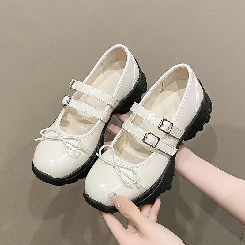 2024Summer Chunky Women Sports Shoes Fashion Shallow Butterfly-knot Platform Flat Ladies Casual Outdoor Jane