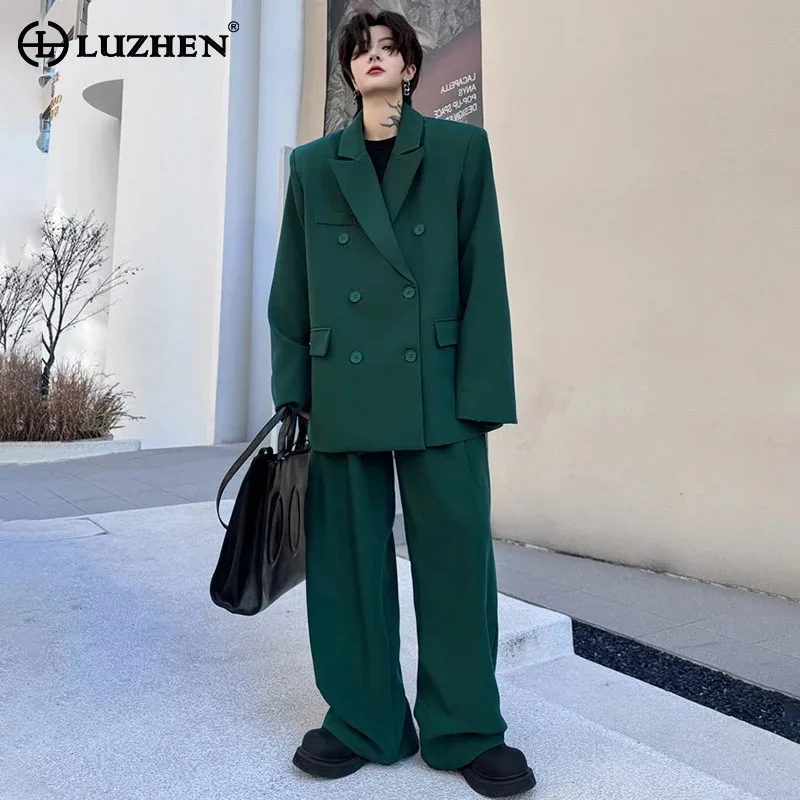 LUZHEN Trendy Stylish Elegance Sets Breasted Double Blazers Two-piece 2025 Original Men's Suit Pants Social New Clothes JY5965