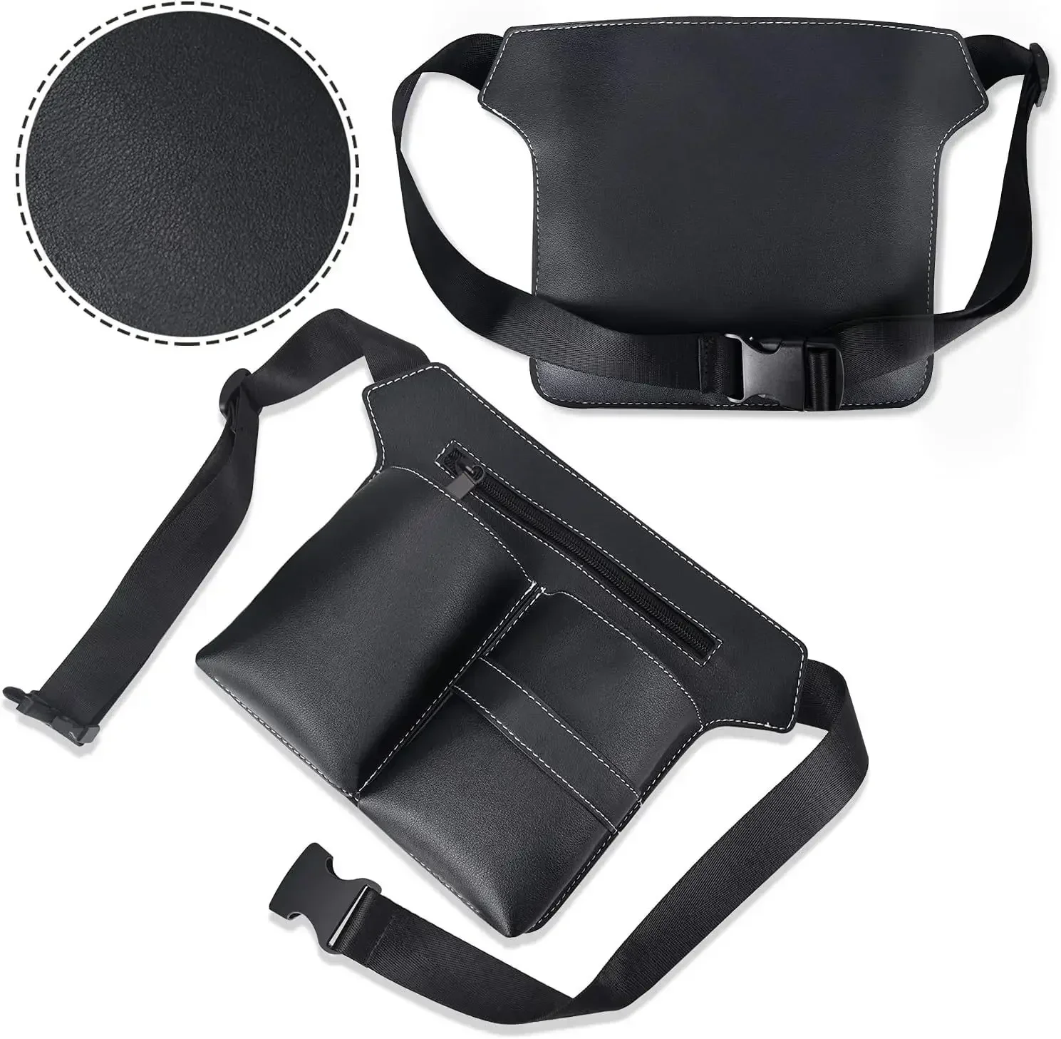 2024 NEW Hair Scissor Bag Clips Comb Case Hairdressing Barber Holster Bags Holder Tool Salon Waist Pack Belt PU Leather Bag