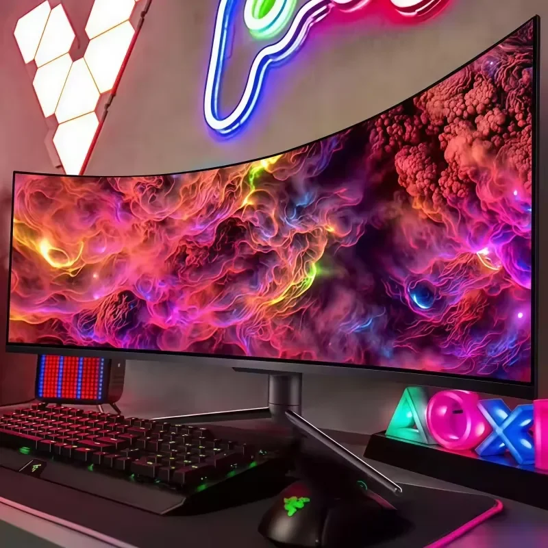 FY Curved Ultra Wide IPS Monitor 4K 2K 144Hz High Refresh Rate LCD Display 19/24/34 Inch For Gaming & Office