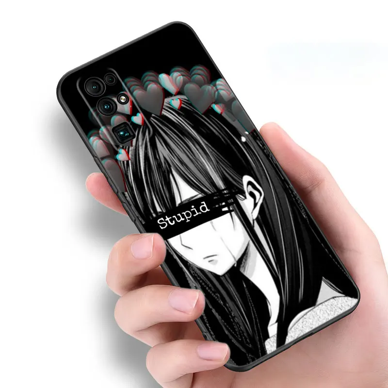 Sad Girl Anime Phone Case For Huawei Nova 5T 7 8 9 7i 8i Honor 30S 50 60 70 Mate 10 20 Lite 40 Pro Plus SE Soft TPU Black Cover