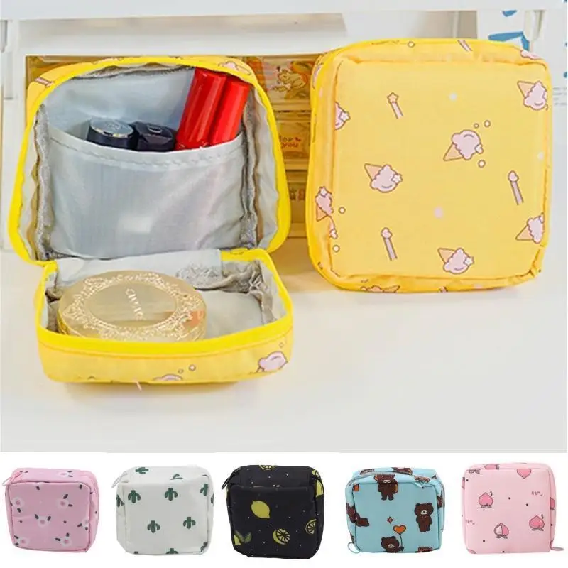 

Women Sanitary Napkin Tampon Storage Bag Cute Sanitary Pad Pouches Portable Makeup Lipstick Key Earphone Data Cables Organizer