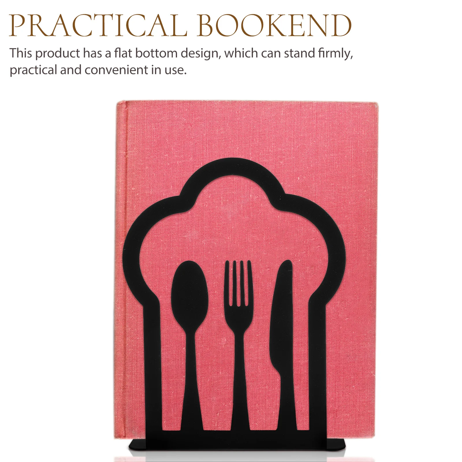 

2Pcs Vintage Style Kitchen Bookends Iron Book Holder Flat Bottom Decorative Organizer for Bookshelves Book Ends