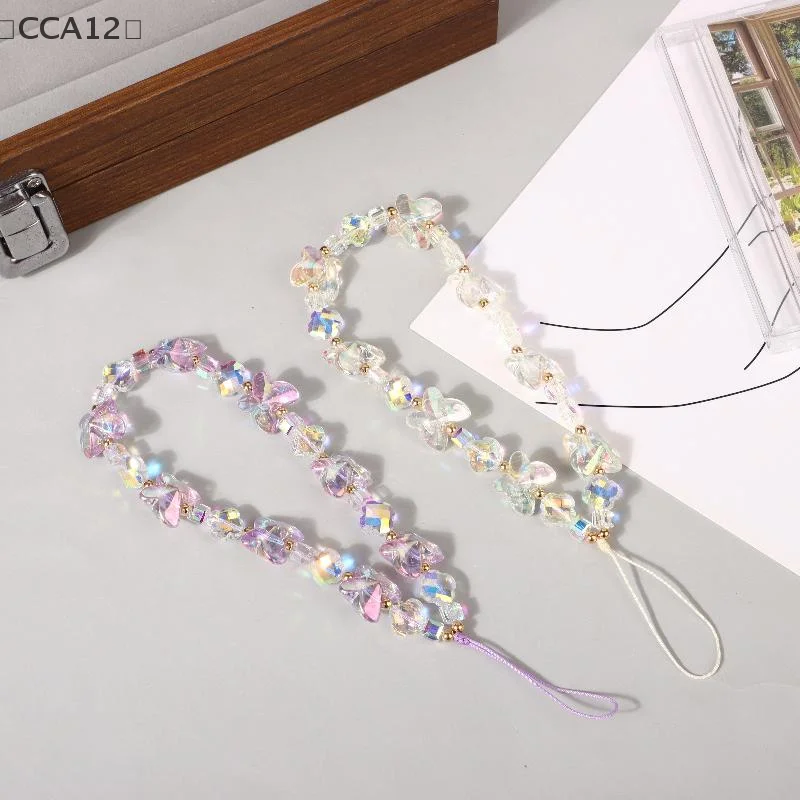 

tipoCCA12 SelbstKorean Sweet Butterfly Ремешок для телефона из бисера Ins Стильная цепочка для телефона Анти-потерянный браслет Подвески для мобильного телефона Девичий брелок