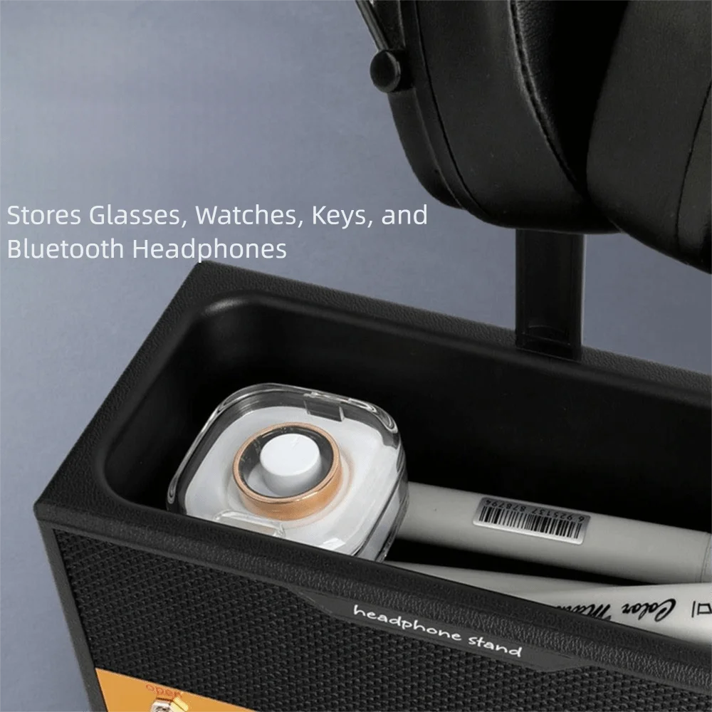 Metal Speaker Earphone Display Stand Space Saving Decorative Gaming Headset Holder Wide Curved Design with Supporting Bar