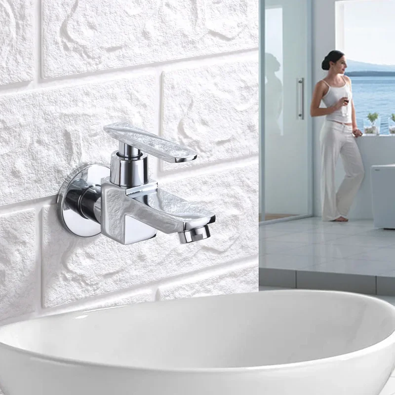 Gun GRAY Mop Pool faucets ระเบียงบ้านห้องน้ำการระบายความร้อนแบบเดี่ยวก๊อกน้ำกลางแจ้งแบบเปิดเร็วสีดำกันน้ำสาด