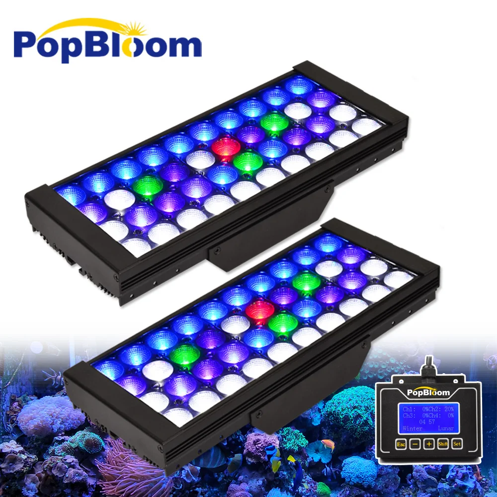 

PopBloom-90-120cm Marine Coral Aquarium Light,Smart Program Saltwater LED Aquarium Lamp for Reef Growth Fish Tank Lights,LPS,SPS