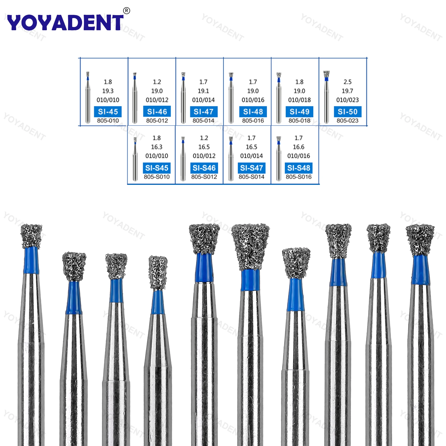 SI Type Dental Diamond Burs Single Inverted Cone Head Polishing Drills FG 1.6mm For High Speed Handpiece 10Pcs/Pack Dental Lab