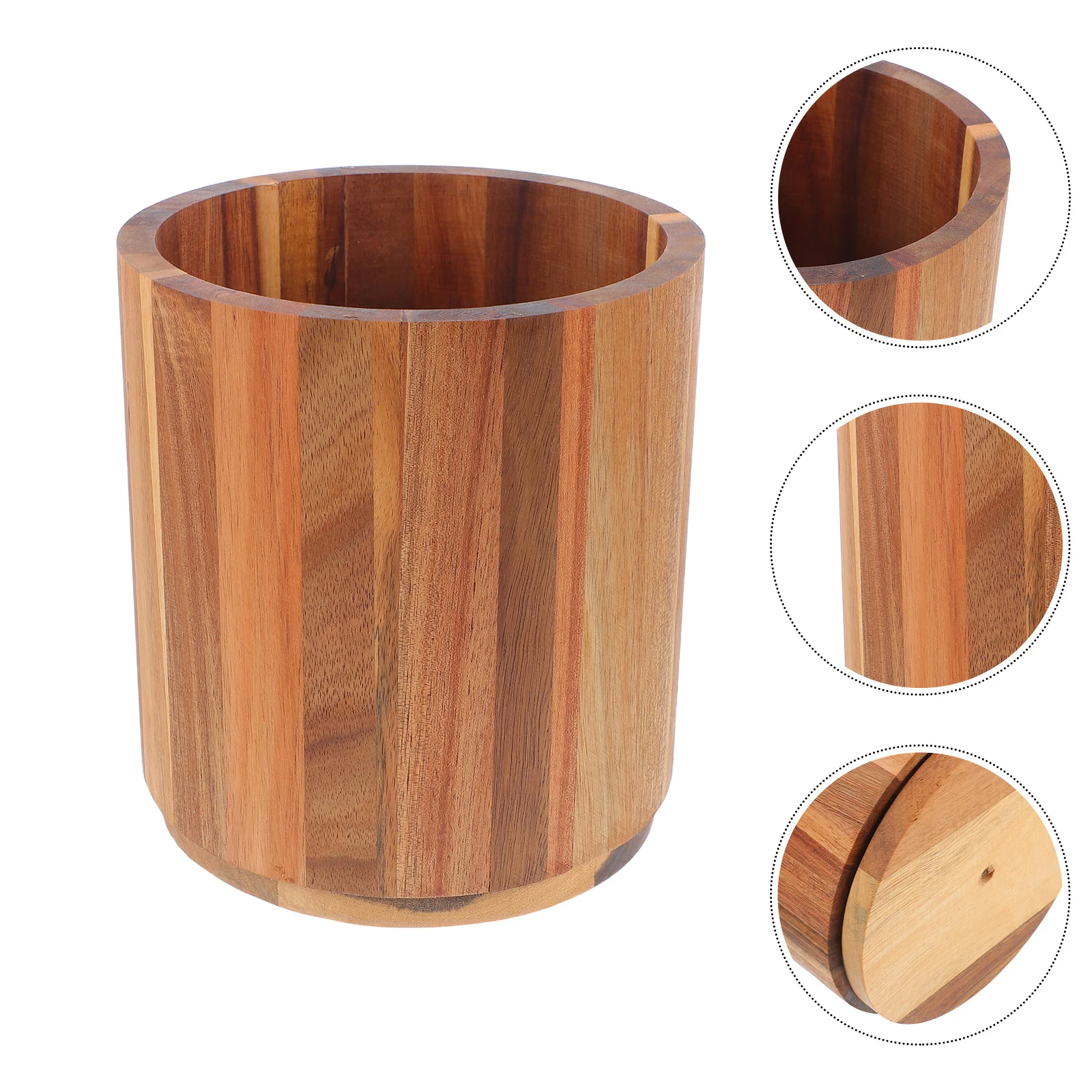 

Kitchen Countertop Utensil Rack Large Round Cutlery Holder Wooden Rotating Base Cooking Organizer Stable Kitchen Tool Holder