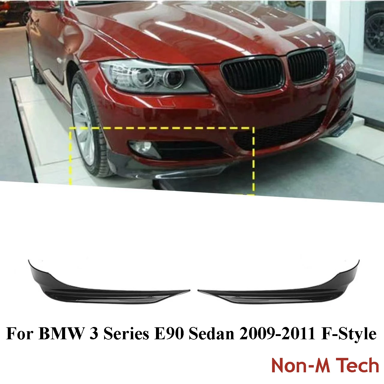 For BMW 3 Series E90 Sedan 2009-2011 F-Style No-Drill Bumper Corner Lips (Non-M Tech) Splitter Guards Car Accessories Styling