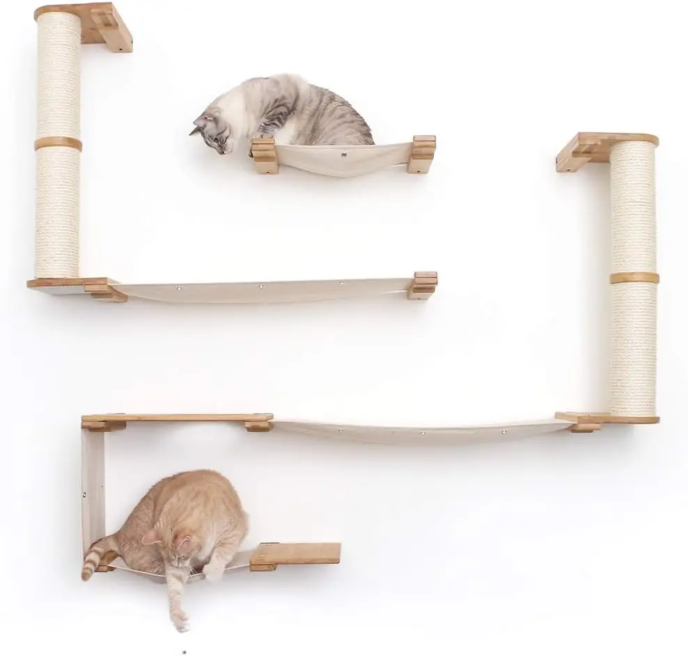 Hamaca para gatos y centro de actividades de escalada Estantes de árbol para gatos montados en la pared