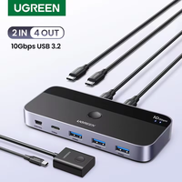 UGREEN 10Gbps USB C Switch 2 PCs Sharing 4 Devices USB C 3.2 Switcher for PC Keyboard, Mouse, Printer and Scanner USB Switch