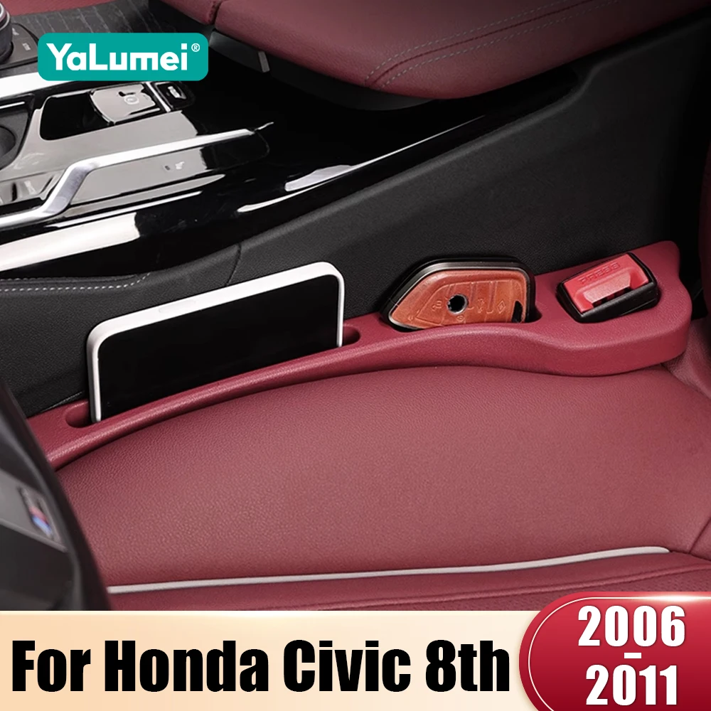 For Honda Civic 8 MK8 8th Generation 2006 2007 2008 2009 2010 2011 2PCS Car Seat Leak Proof Strips Gap Side Seam Storage