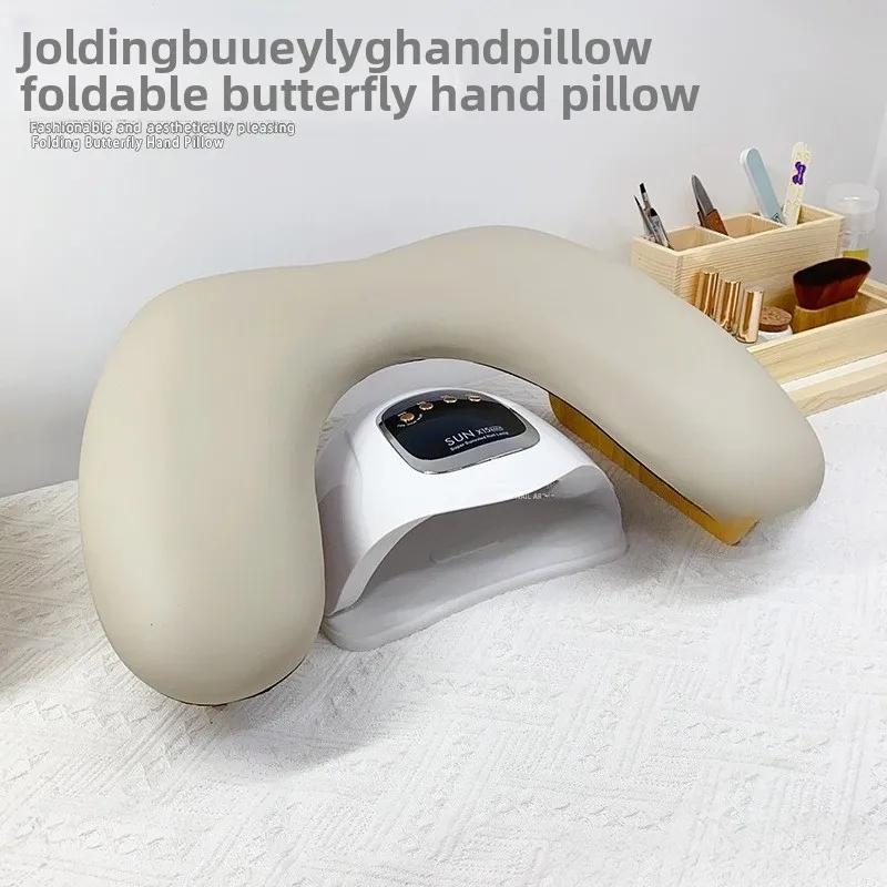 Nail Art U-shaped Hand Pillow Butterfly Foldable Bevel Simple Leather Sofa Pillow Pad Nail Salon Special Desktop Tool