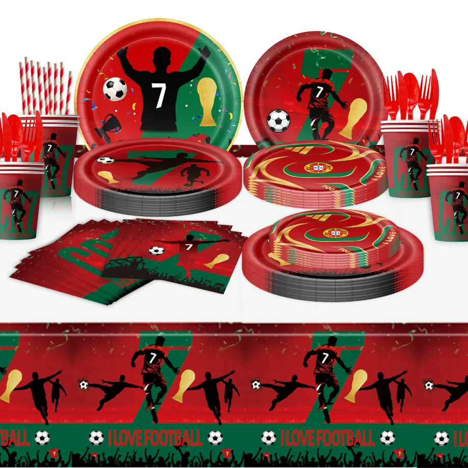 Spanish Football Player Theme Party Decoratiaons Soccer Star Balloon Set Boy Birthday Party Supplies Cr&7 Backdrop Banner Props