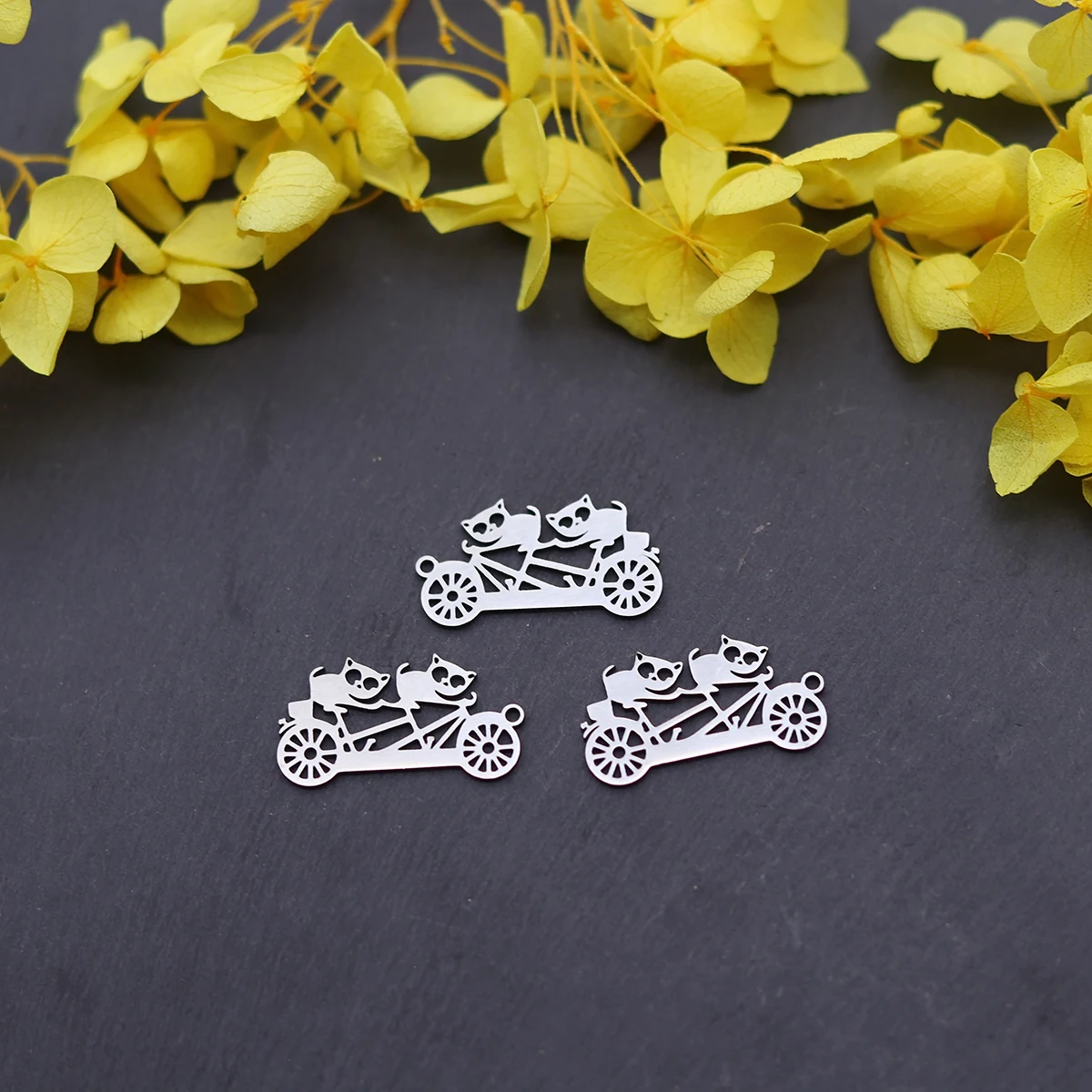 3 قطع الكرتون الحيوانات ركوب الدراجات diy سحر الفولاذ المقاوم للصدأ قلادة صالح القلائد أساور صنع المجوهرات الاطفال الهدايا الحرفية #5