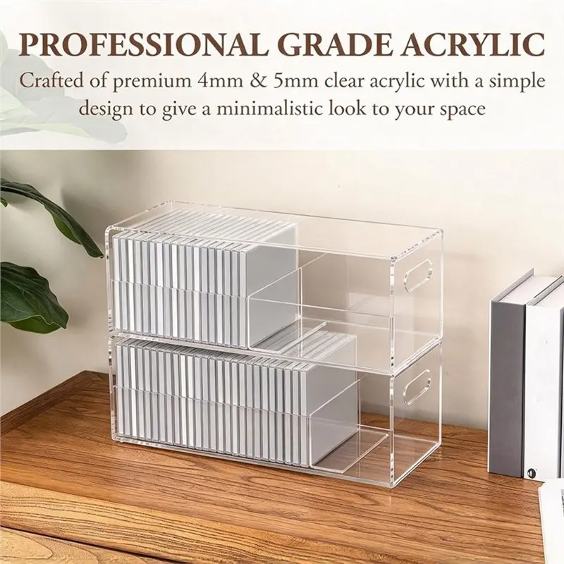 2027 New Clear Acrylic CD Holders(2 Pcs), Stackable Compact Disc Storage Box Music Disc DVD Display Cases, Cassette Organizers