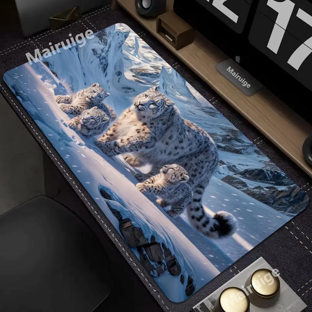 

Anime Cute Snow Leopard Mouse Pad Large Computer Office Game Table Mats XXL Rubber Anti-slip Gaming Keyboard Mousepads Desk Pads