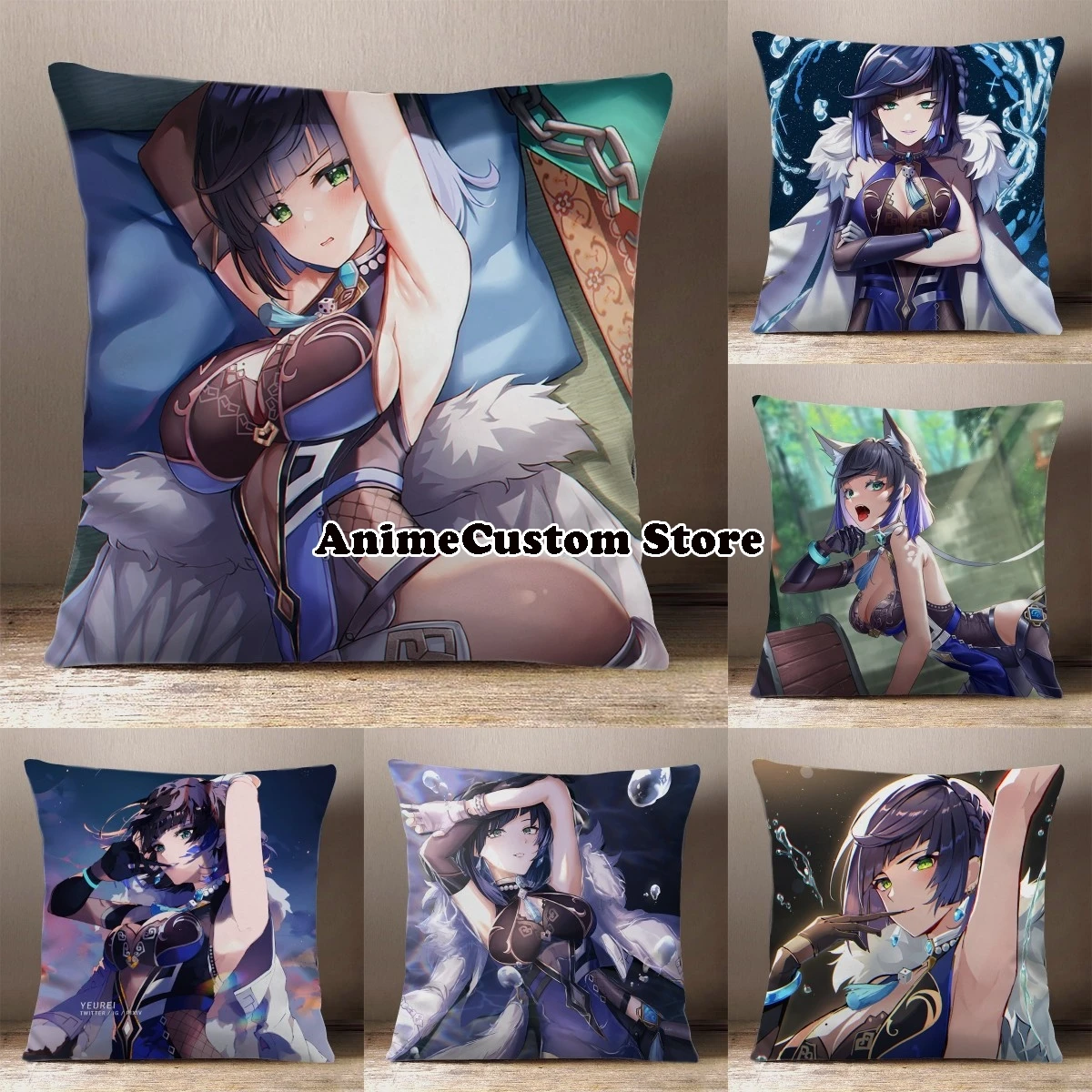 Anime Ye Lan Yelan Cartoon Square Throw Pillow Siesta Dakimakura Cosplay Back Cushion Decor Gift