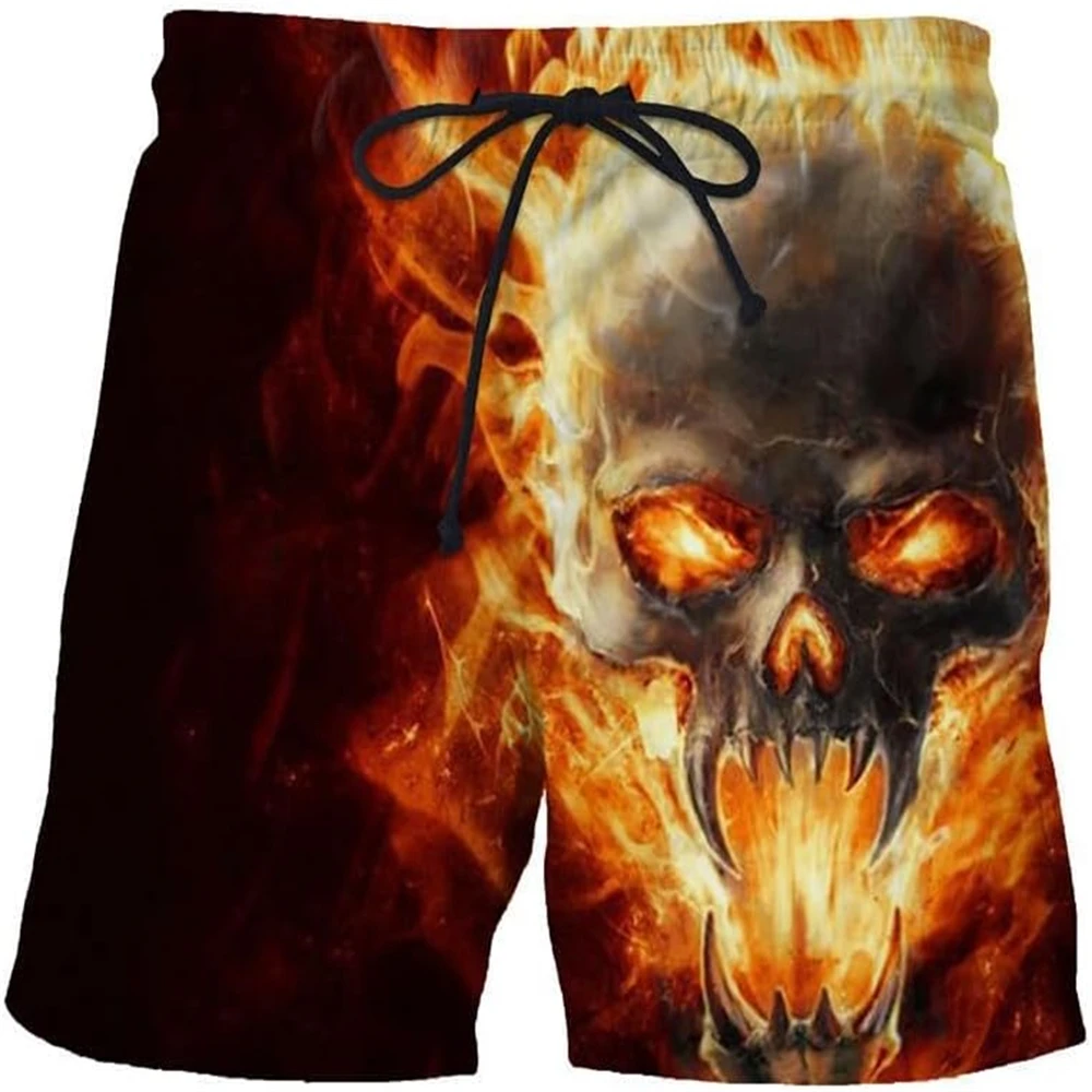 Skull Pattern 3D Print Beach Shorts Men Women Summer Swimming Trunks Oversized Surfing Board Shorts Swimwear Kids Men\'s Clothing